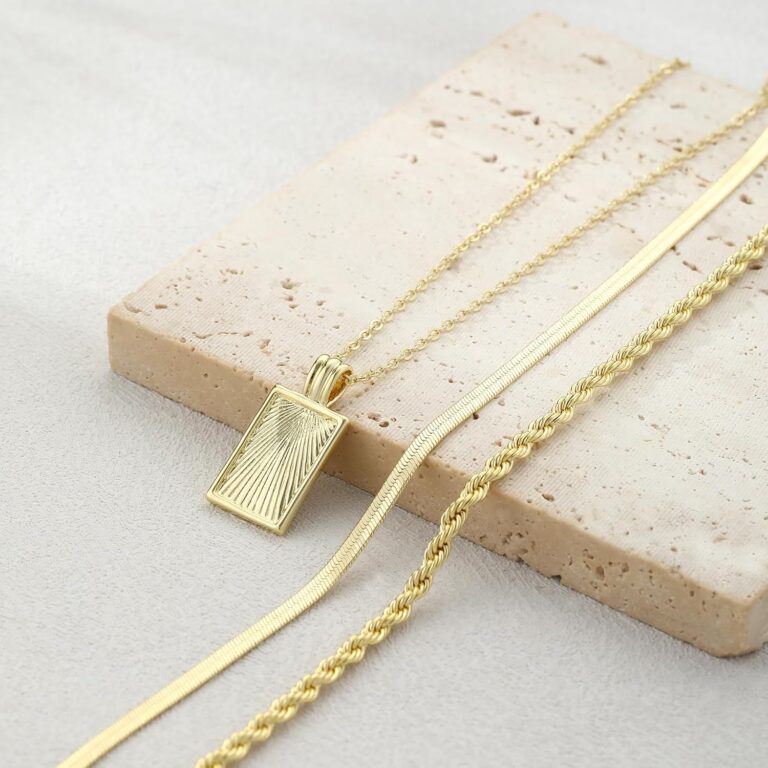Layered Gold Silver Necklaces for Women, Stackable Stack 14K Real Gold Plated Silver Chain Necklace Diamond Circle CZ Layering Pendant Necklaces Trendy Gold Jewelry Set Gifts